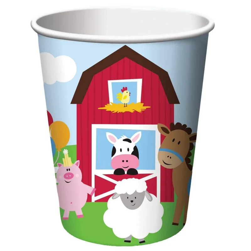 8 Pappbecher kleine Farm 266 ml