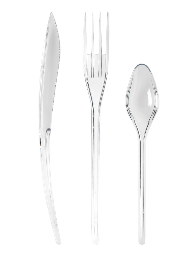30 Couverts en plastique cristal - Premium