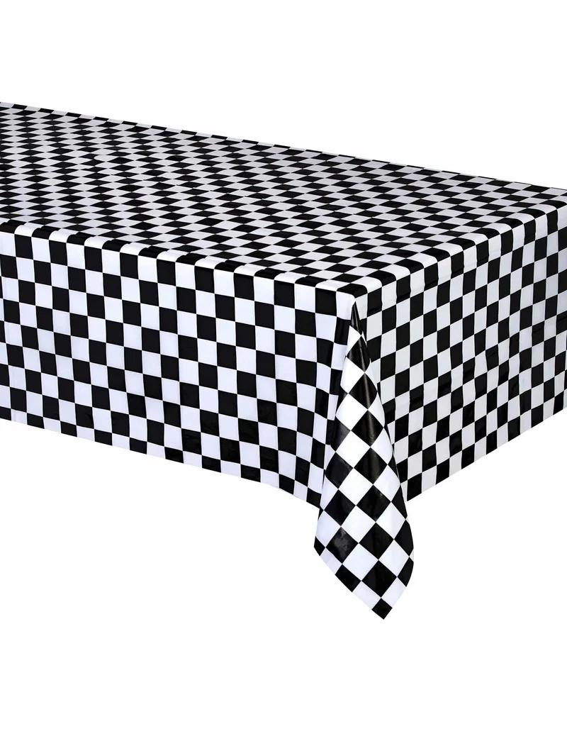 Racing Plastiktischdecke 137 x 274 cm schwarz-weiß kariert