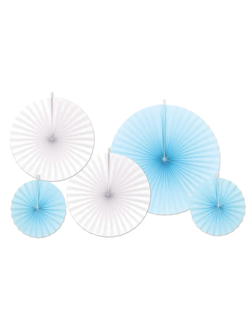 5 blau-weiße Papierrosen zum Aufhängen