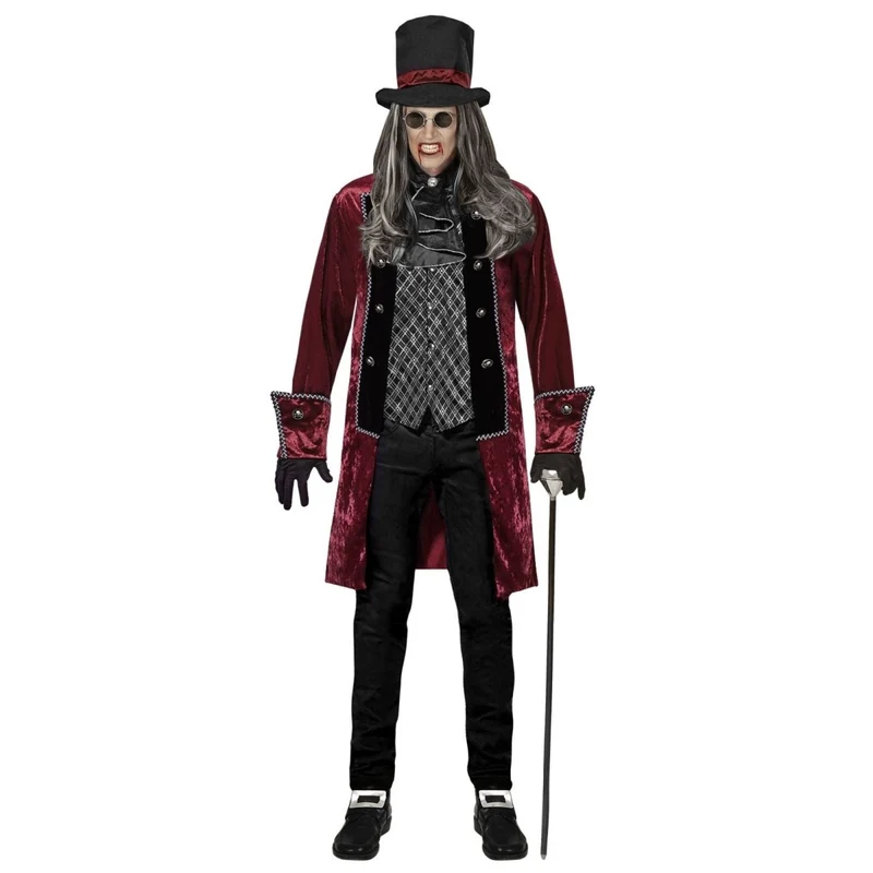 Halloween Kostüm Bordeaux Rot Herren Vampir