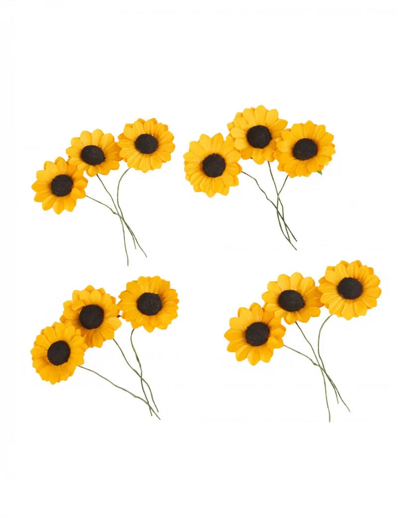 12 gelbe Feldblumen 2,5 cm Sonnenblumen-Typ