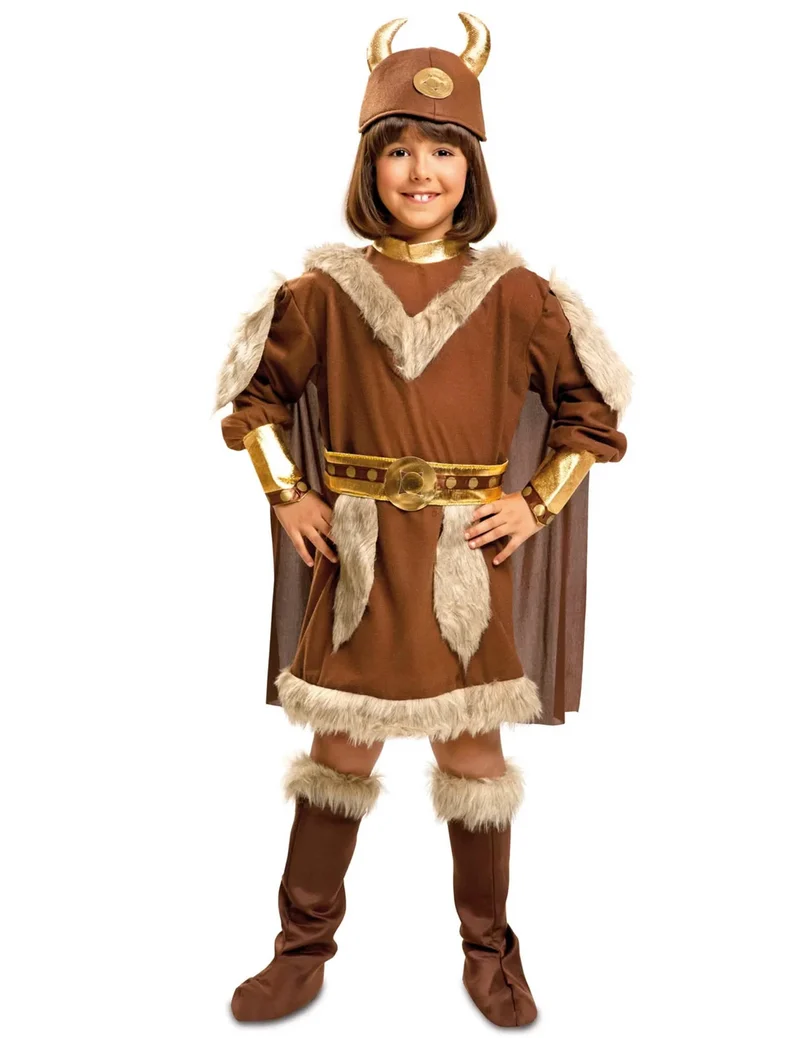 Wikinger Kinder Kostüm mit Pelz Kinder