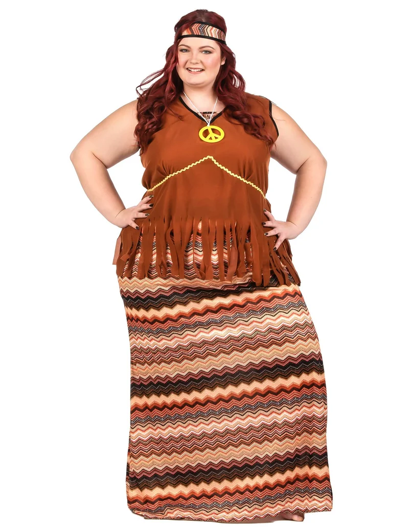 Hippiekostüm für Damen braun-bunt
