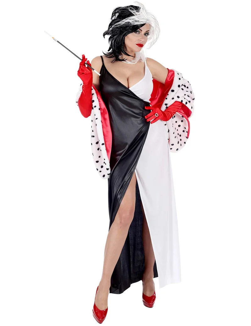 Bösartige Hundefängerin Diva-Damenkostüm schwarz-rot-weiss