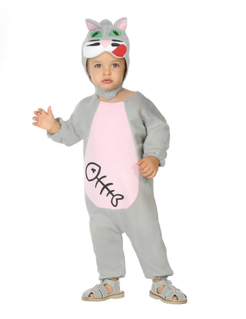 Katzen-Babykostüm für Fasching Tier-Verkleidung grau-rosa