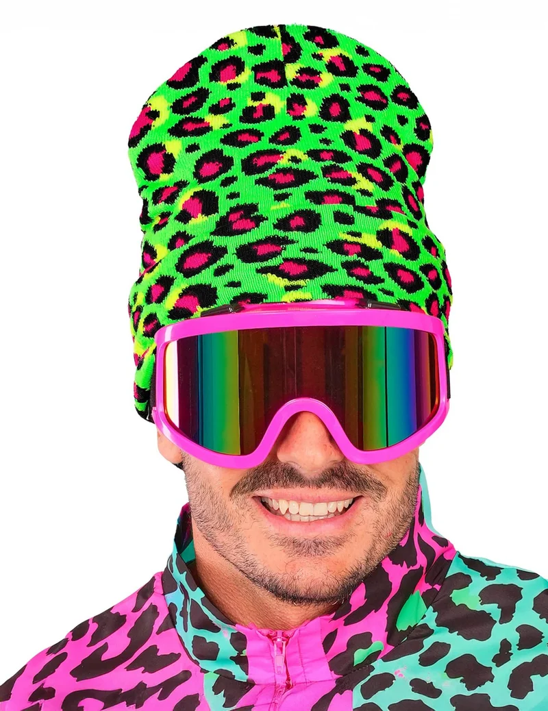 Neon-grüne Leoparden-Mütze für Erwachsene