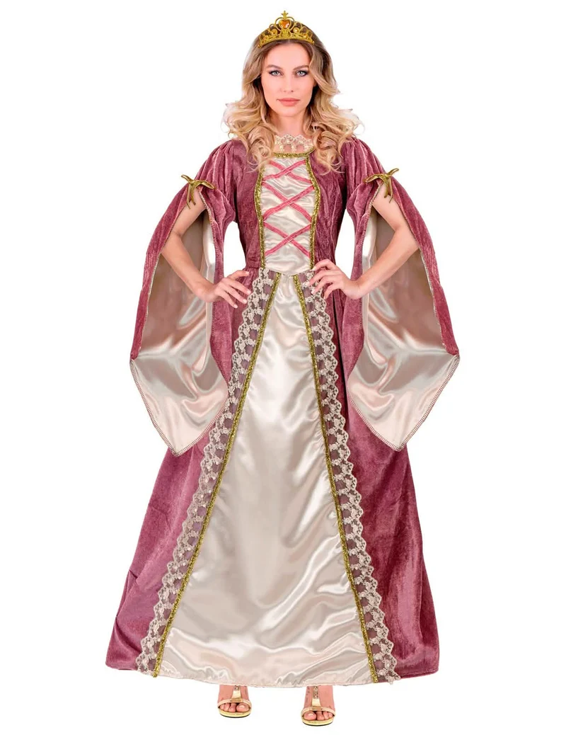 Mittelalterliches Prinzessinnenkostüm Damen rosa-weiss