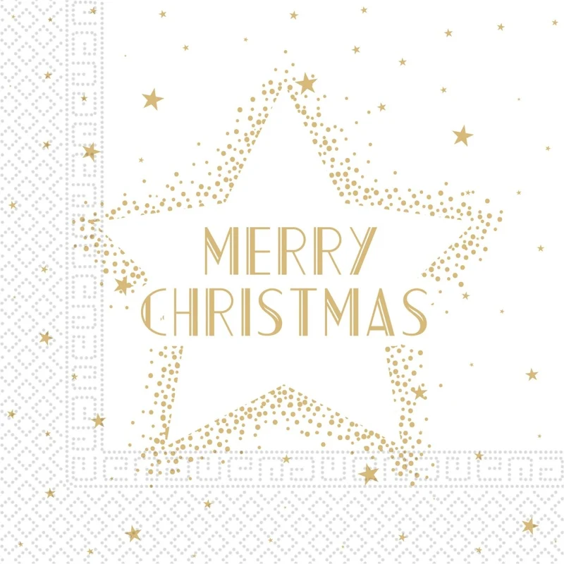Weihnachtsservietten Weißgold Frohe Weihnachten 33cm 20Stück