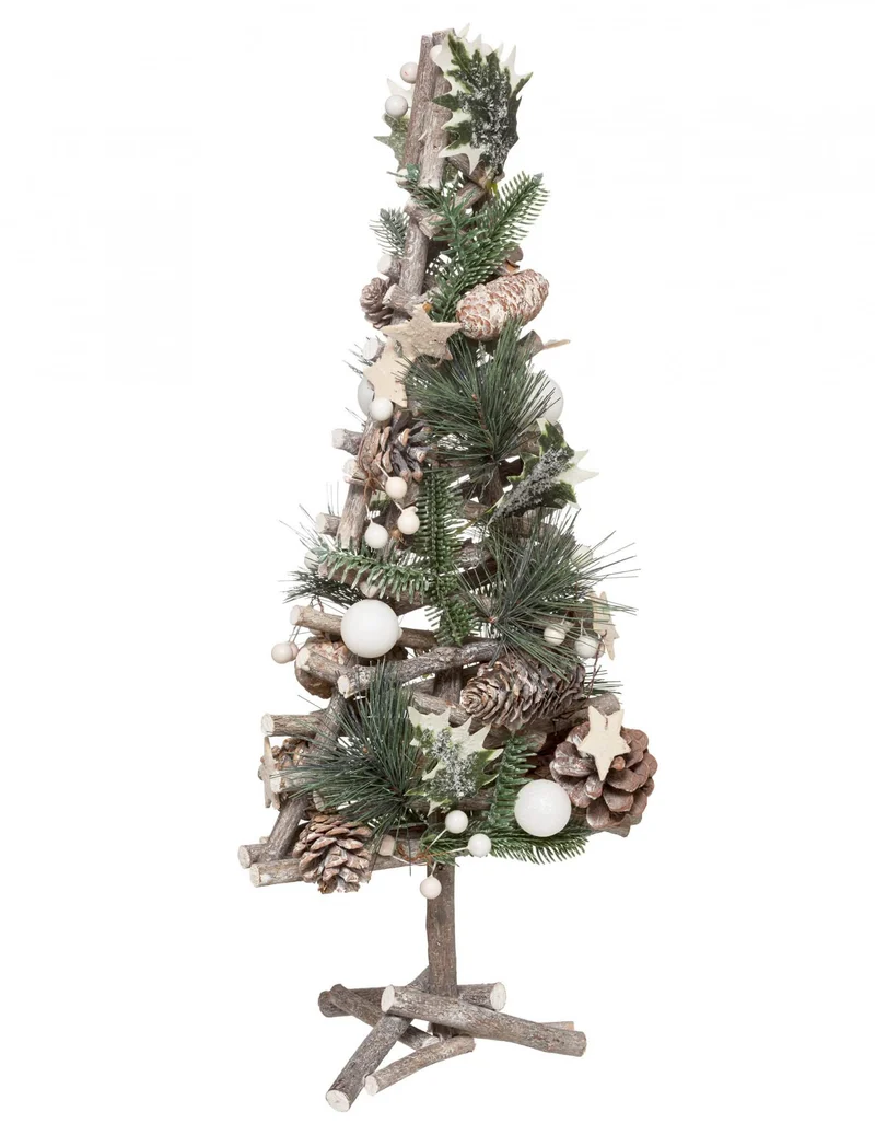 Weihnachtsbaum aus Naturholz 55 cm mit Tannenzapfen
