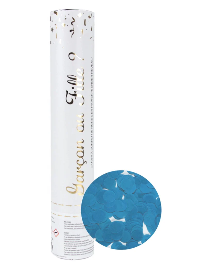 Konfettikanone Gender Reveal blau 28 cm