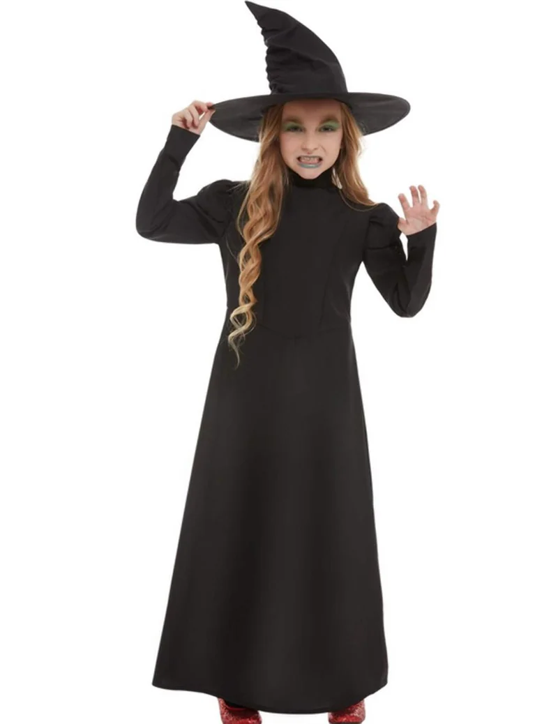Dunkle Hexe Kinderkostüm für Halloween schwarz