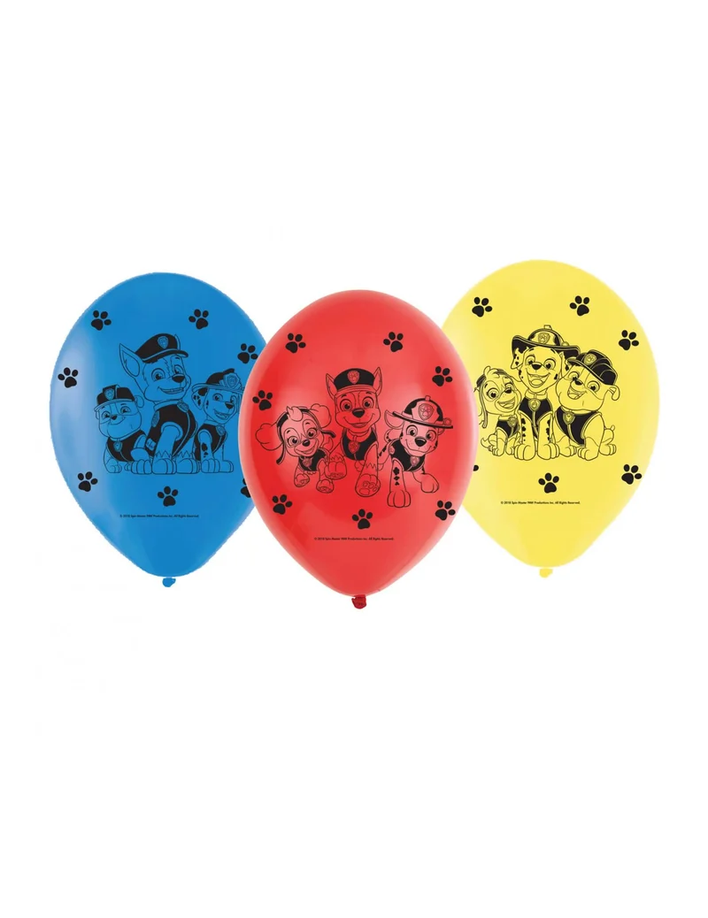 Paw Patrol™-Luftballon-Set für Kindergeburtstage 6 Stück rot-blau-gelb 23cm