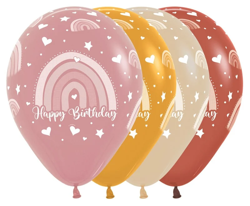 Happy Birthday Ballons Bunter Regenbogen 30cm 12Stück