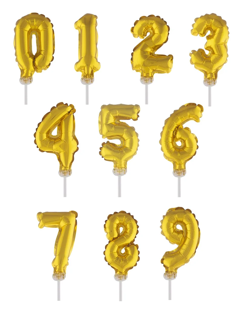 Zahlen-Tortendeko für Geburtstage Kuchendeko goldfarben 12,7 cm