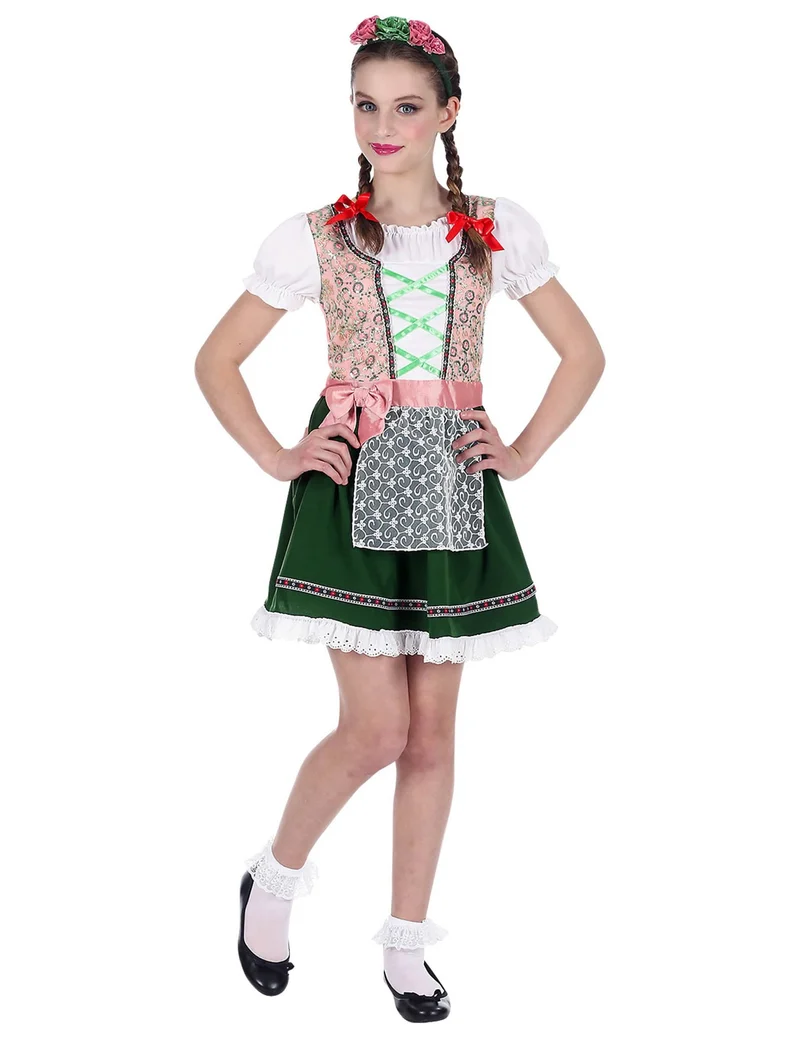 Bayerin Kostüm für Mädchen rosa und grün