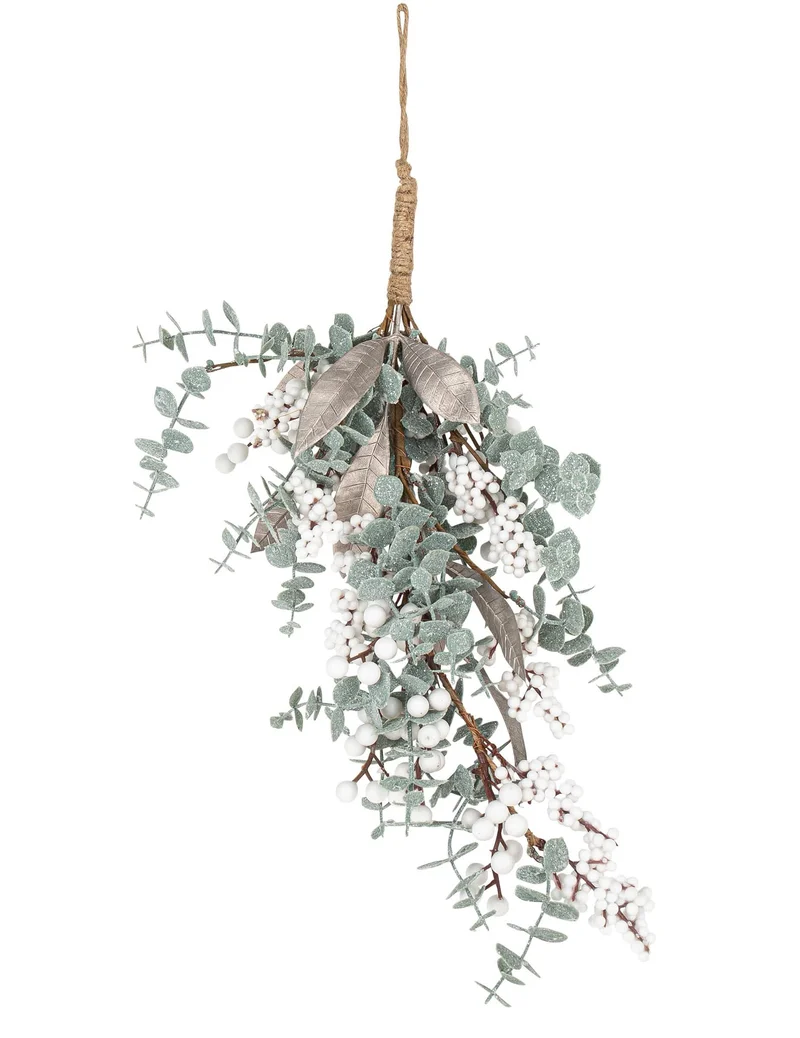 Weihnachtlicher Eukalyptus-Zweighänger, 56 cm, mit schillerndem Glitzer