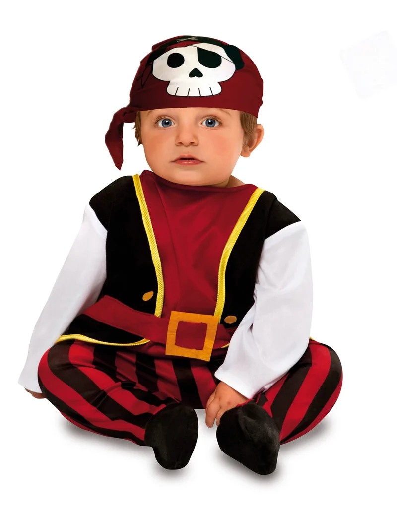 Piraten-Babykostüm für Fasching kleiner Seeräuber rot-schwarz-weiss