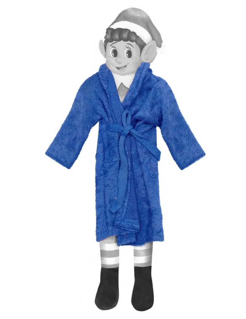Blauer Morgenmantel für Weihnachtswichtel-Puppe