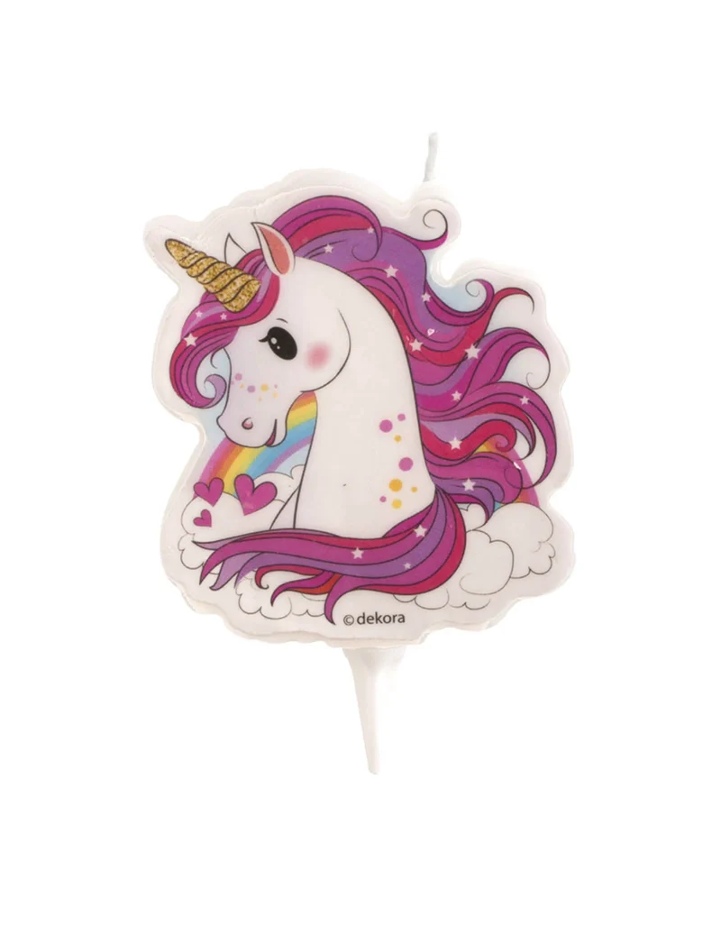 Zauberhafte Einhorn-Geburtstagskerze für einen Kindergeburtstag bunt 7,5 cm