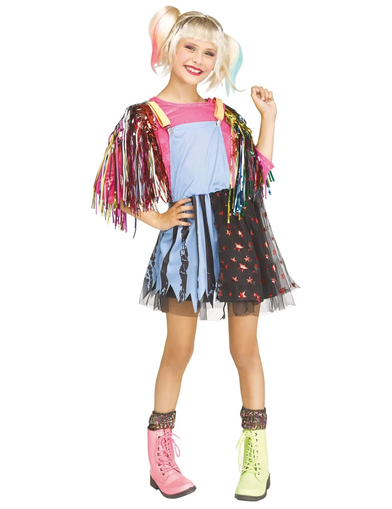 Freches Superheldin-Kostüm für Mädchen Verkleidung für Fasching bunt
