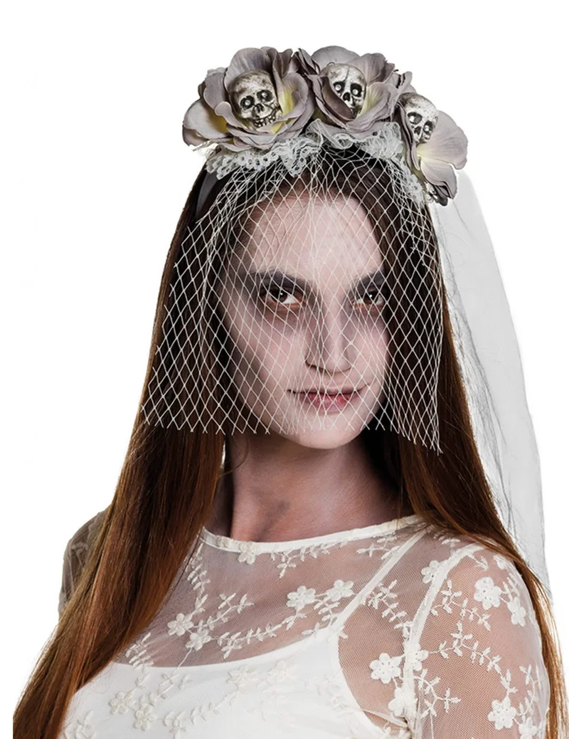 Stirnband mit Schleier White Zombie Damen Halloween