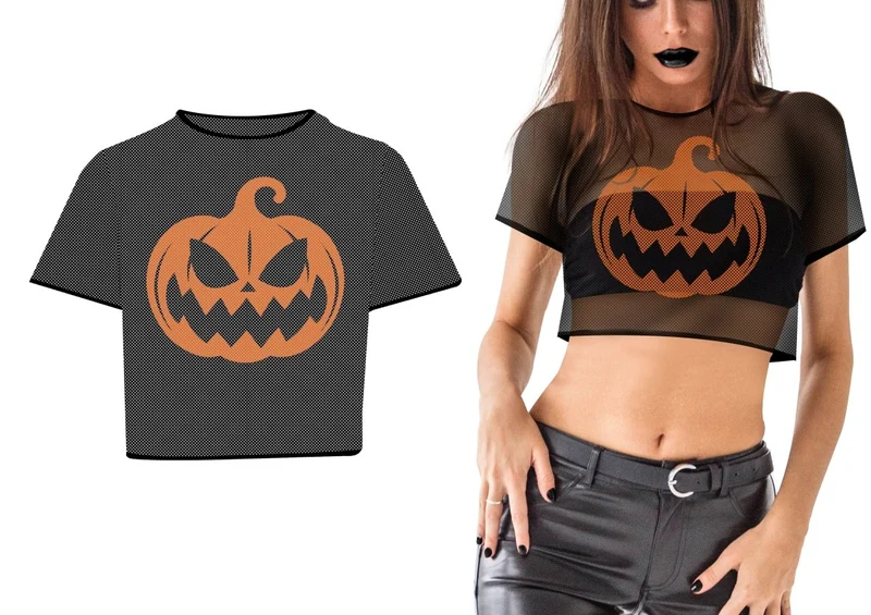 Kürbishemd Schwarz mit orangem Kürbis