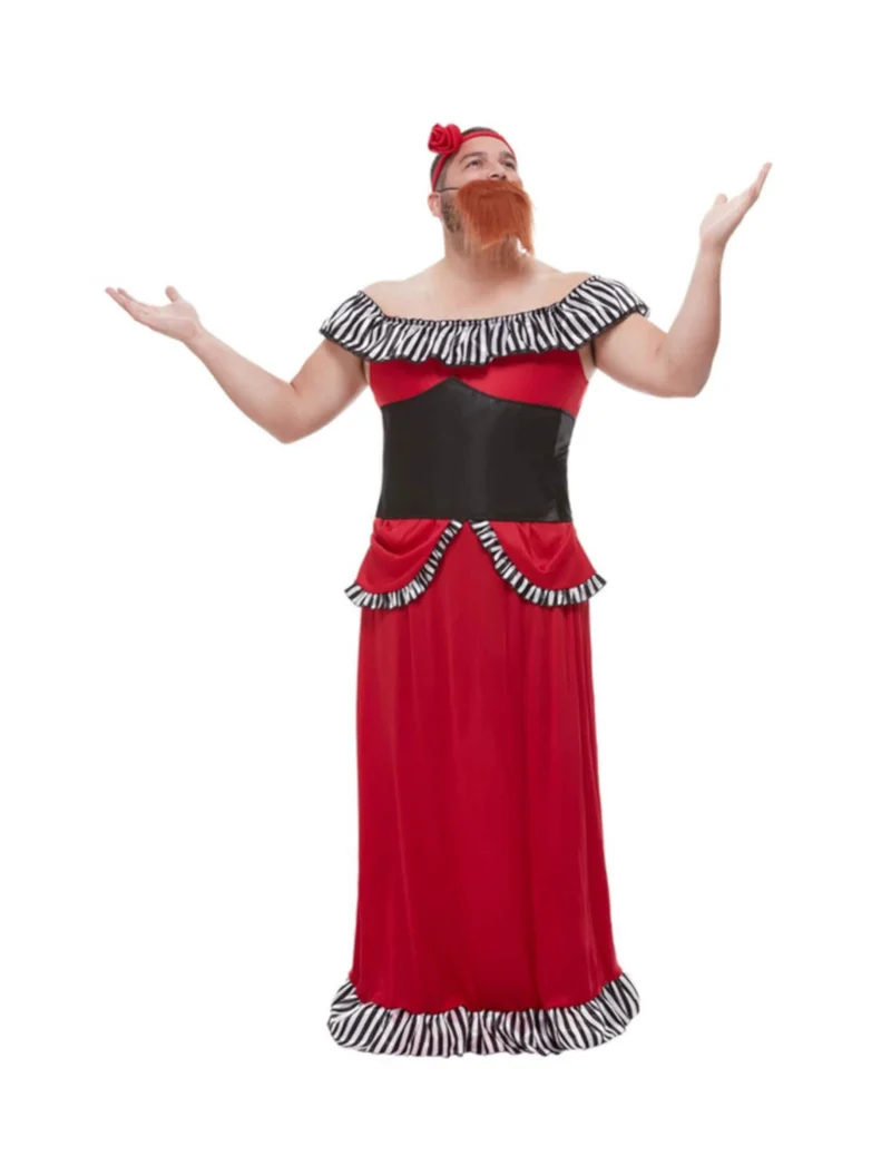 Zirkus-Kostüm bärtige-Frau Herrenkostüm für Fasching rot