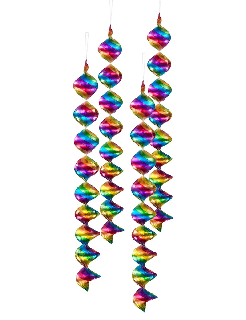 4 bunte Spiralen-Hängedeko metallic