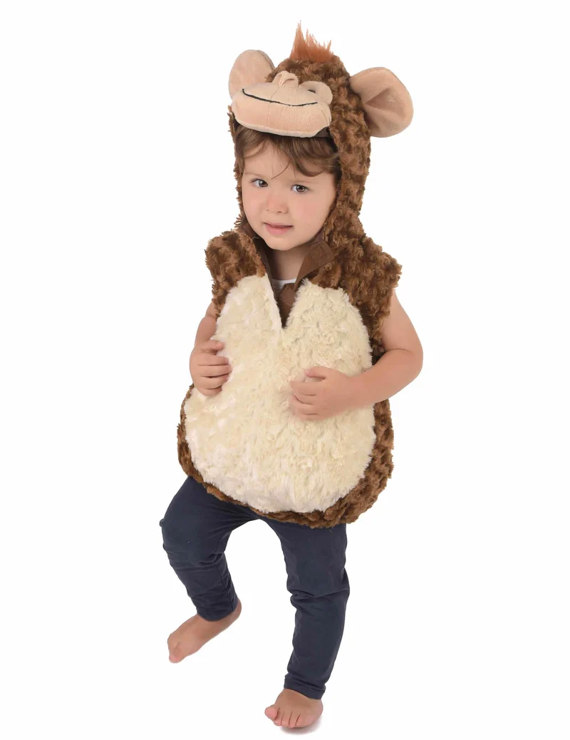 Flauschiges Affenkostüm für Kinder braun-beige