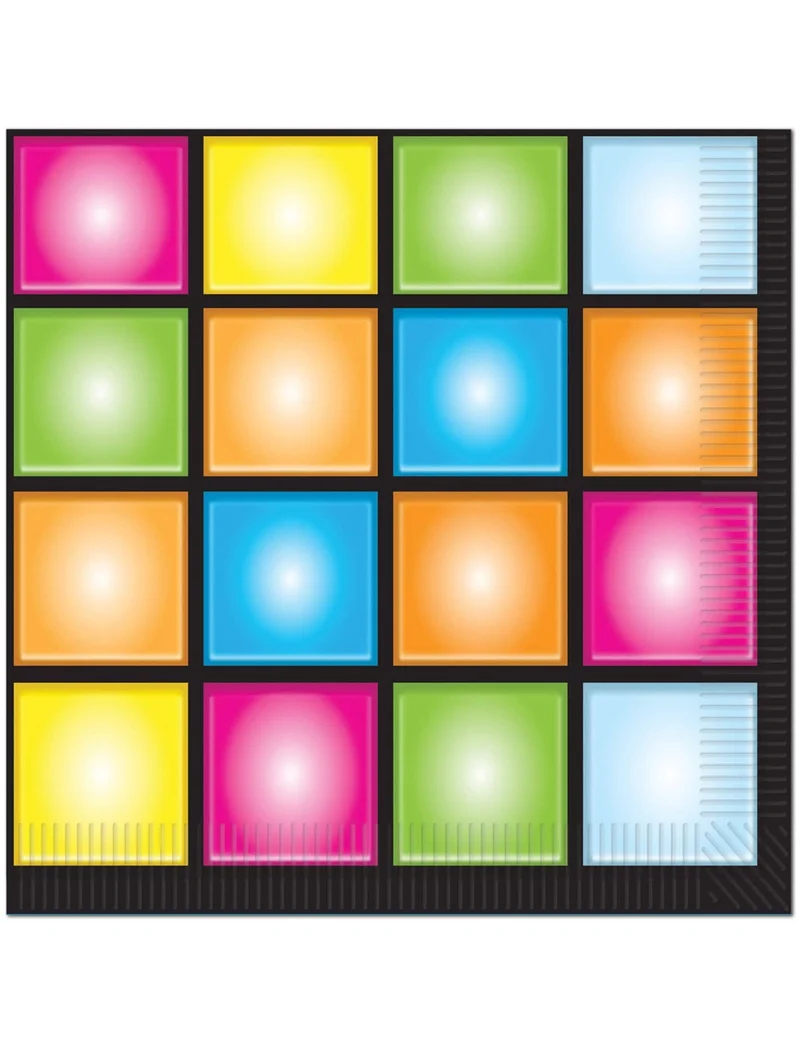 16 Disco-Papierservietten 33 x 33 cm mit Dancefloor-Print