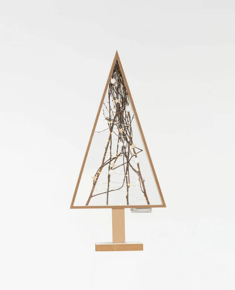 Leuchtender Weihnachtsbaum aus Naturholz 72 x 35 cm mit 30 LEDs
