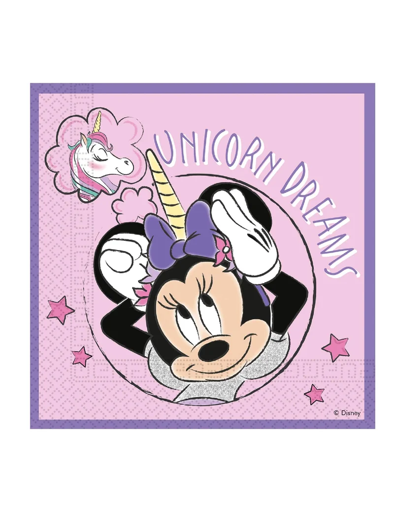 Süße Minnie und das Einhorn™ Papierservietten 20 Stück bunt 33 x 33 cm