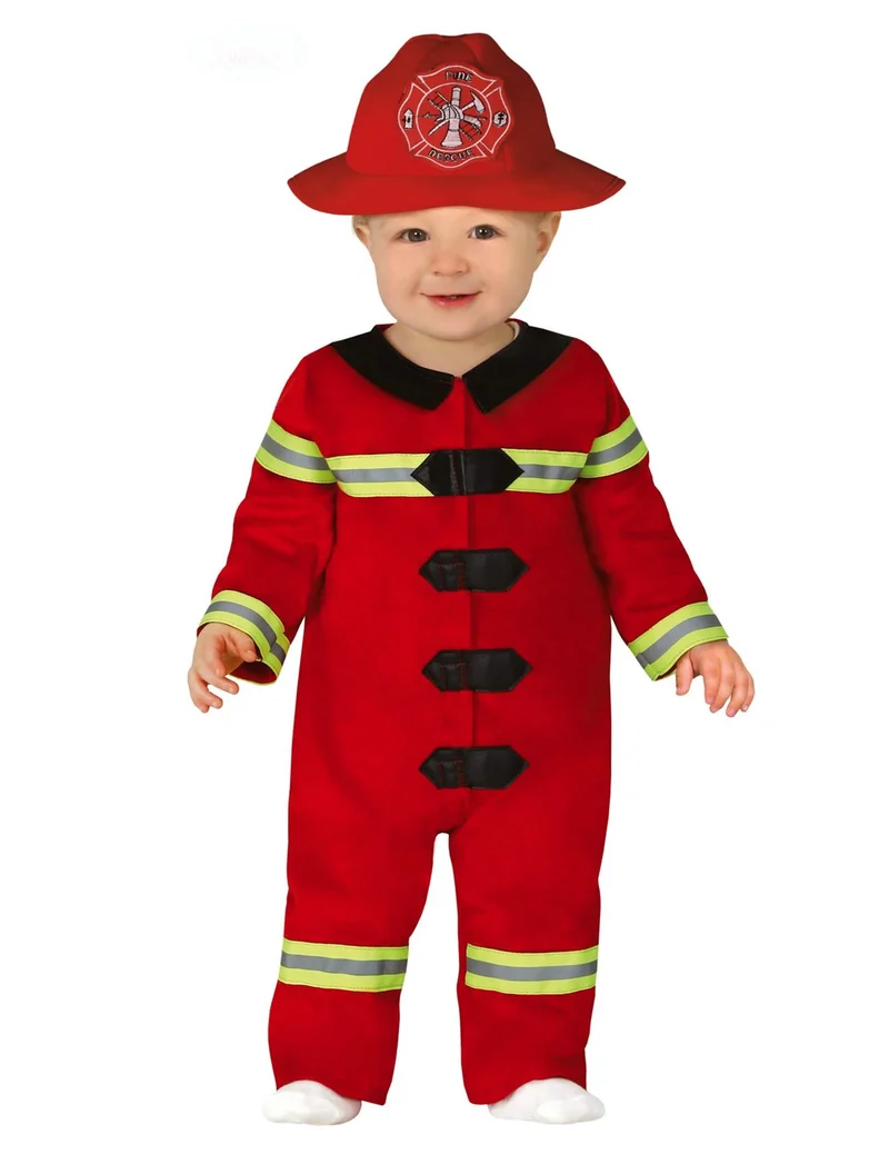 Tapferer Feuerwehrmann-Kostüm für Kleinkinder Karneval rot-schwarz-gelb
