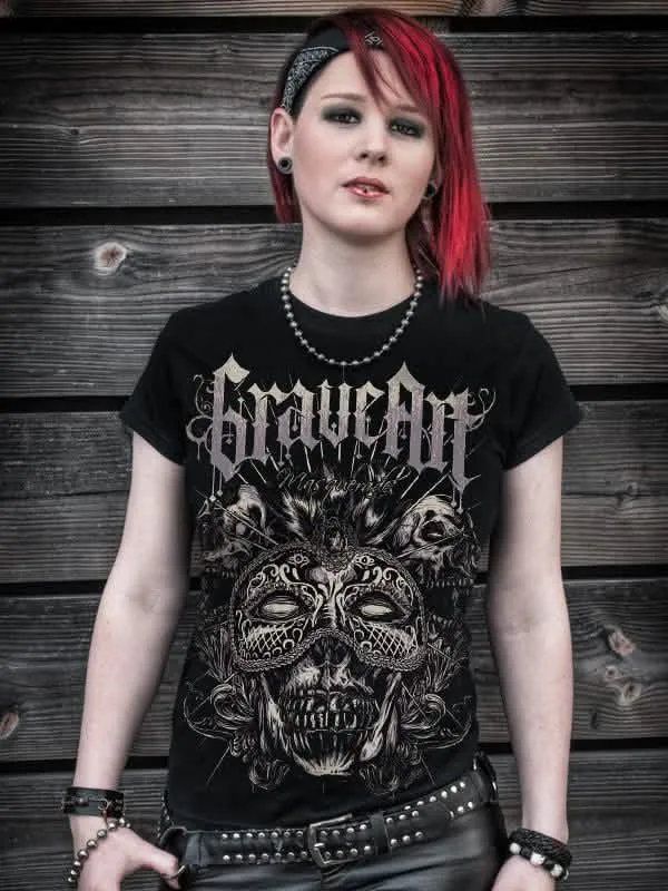 GraveArt Masquerade Girlie Shirt - Schwarz