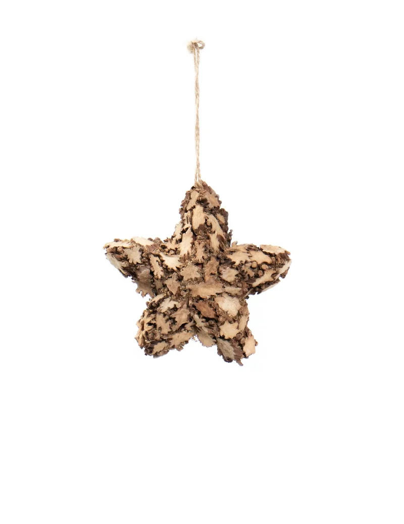 Weihnachtsbaum-Anhänger Stern aus Holz 10 cm Natur-Look