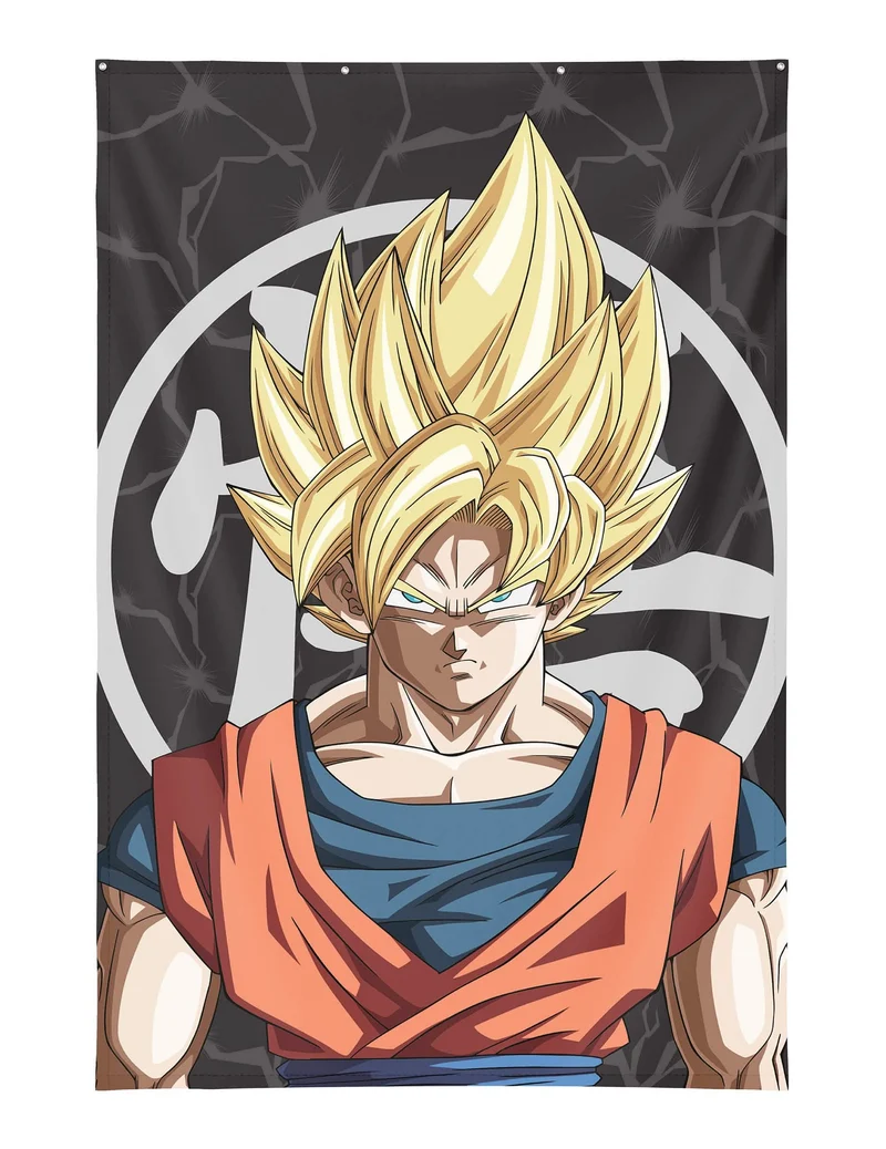 Wanddekoration Son Goku Super-Saiyajin Dragon Ball Z™ 125×85 cm mit Metallösen