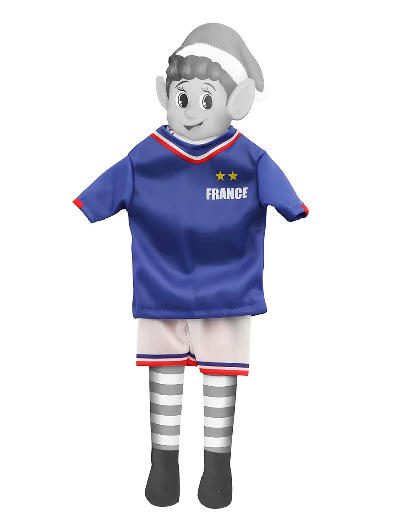 Fußballer-Kostüm Frankreich für Weihnachtswichtel-Puppe