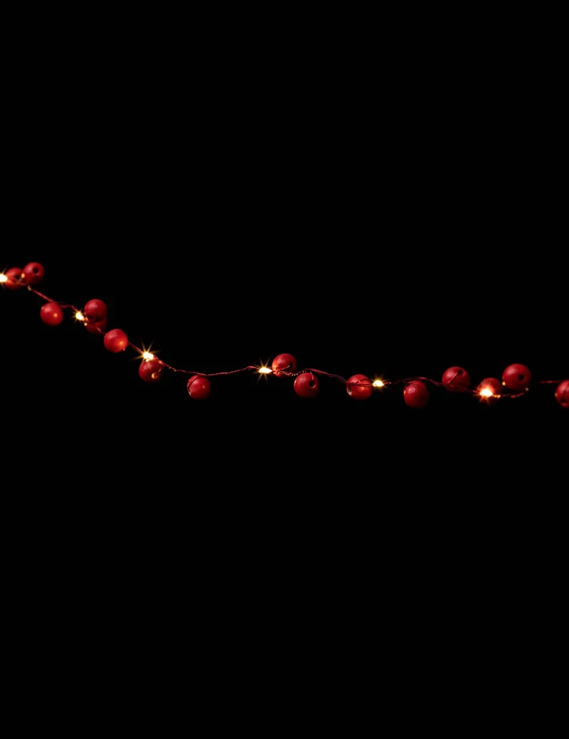 Lichterkette rote Holzkugeln 220 cm 20 LED