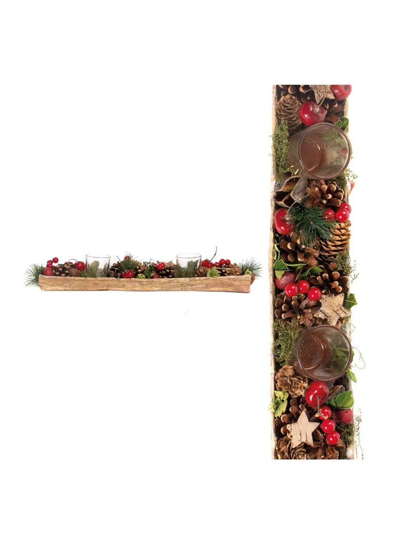 Großer traditioneller Kerzenständer mit Tannenzapfen 45 cm mit Teelichtern