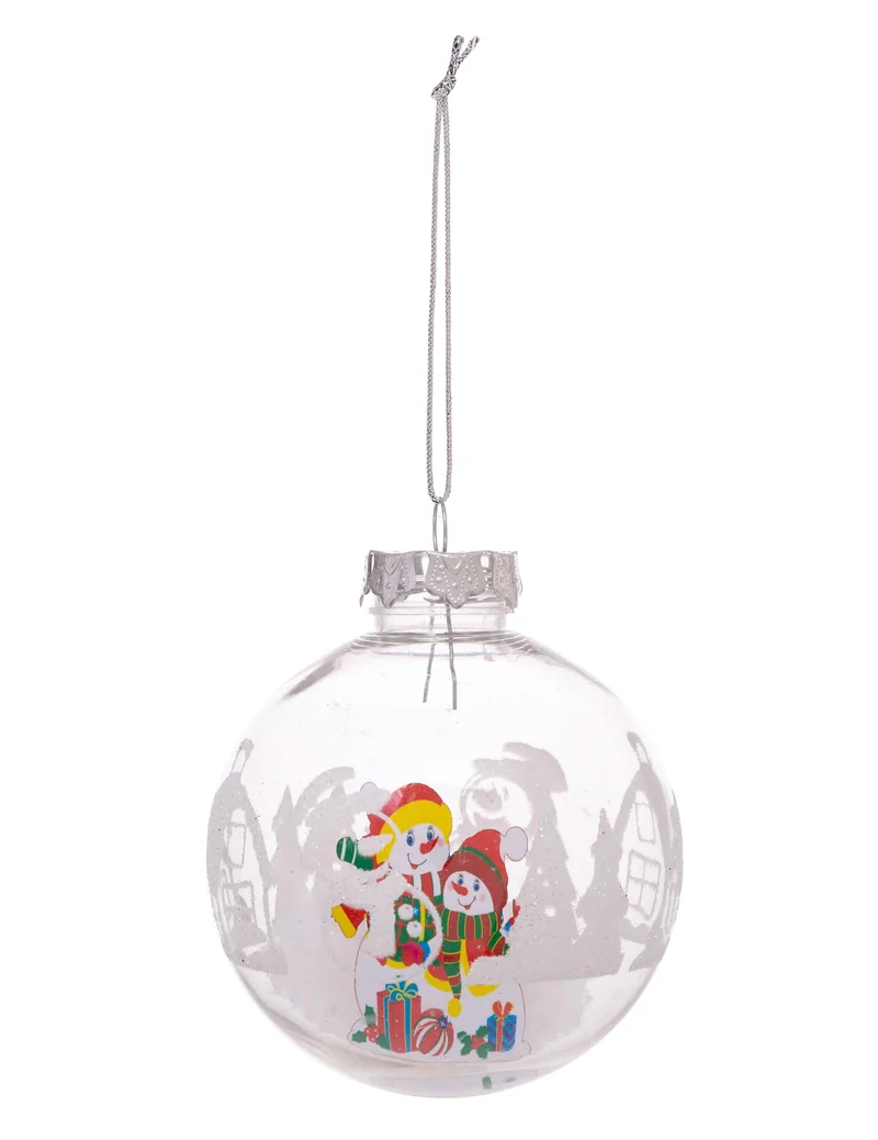 Transparente Weihnachtsbaumkugel mit Figuren 8 cm, zufälliges Modell für den Baum
