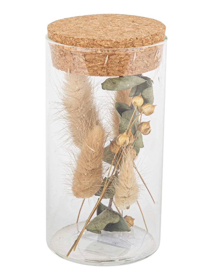 Glasgefäß mit Pampasgras und Eukalyptus 12,5 cm, Korkverschluss