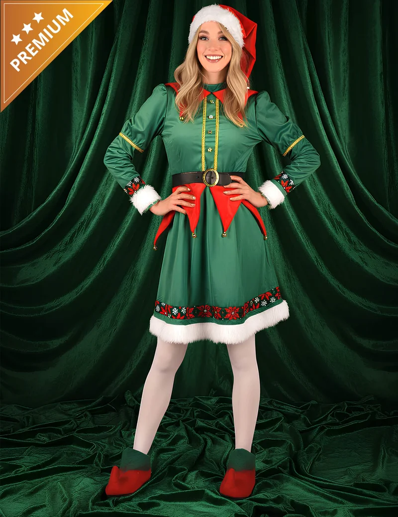 Luxus-Weihnachtselfen-Kostüm für Damen