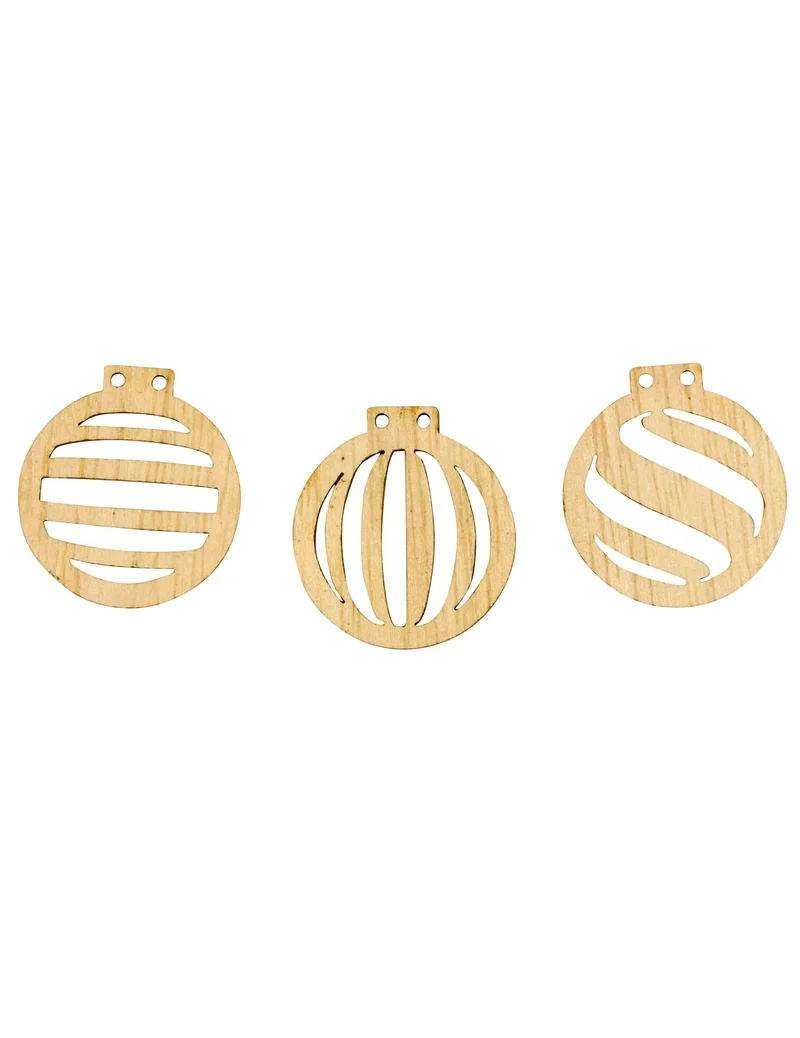 18 Ausgeschnittene Holz-Konfetti Weihnachtsbaumkugeln 2,5 x 2,3 cm für Tischdekoration