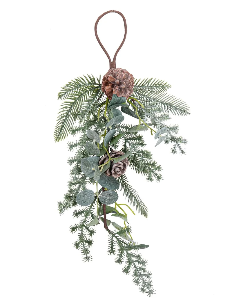 Abhängung aus Tanne und Eukalyptus 53 cm mit Kiefernzapfen