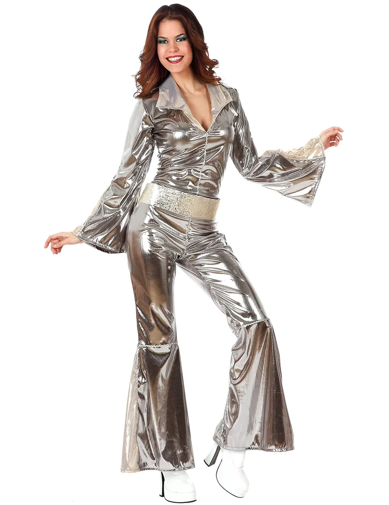 Silbernes Disco-Kostüm für Damen