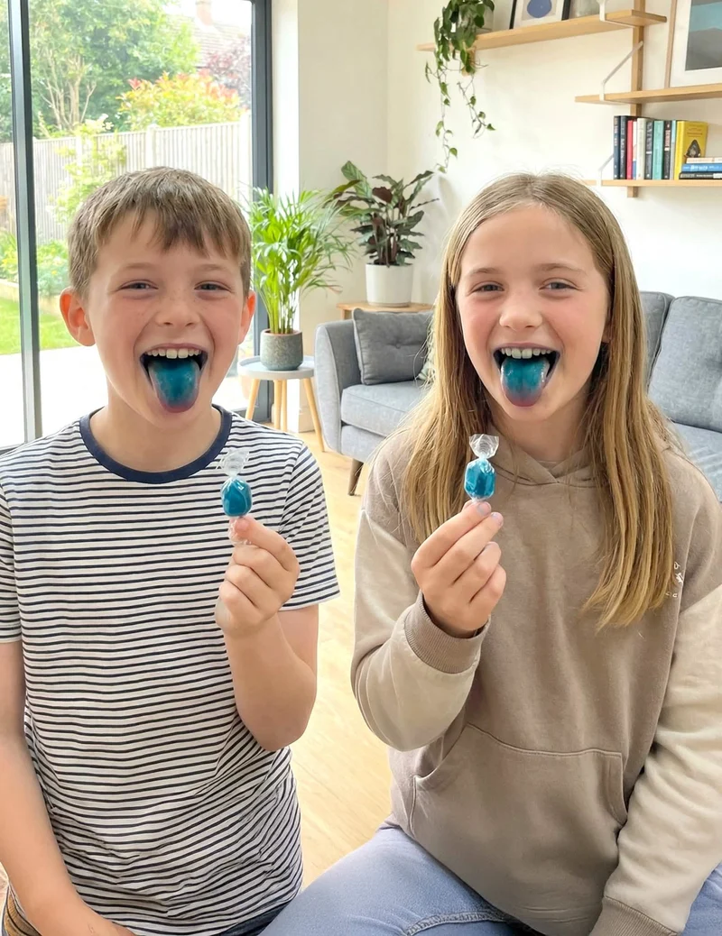 3 Bonbons mit blauer Zunge - Scherzartikel