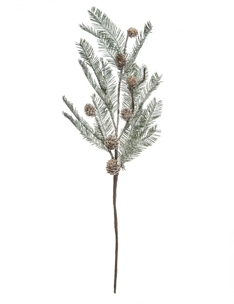Beschneite Tannenzweige 65 cm mit Tannenzapfen