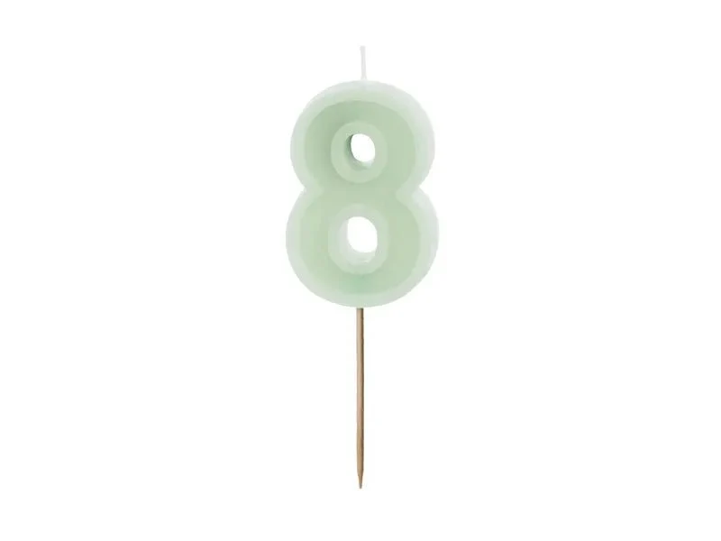 8 Jahre Kerze Mintgrün 10cm