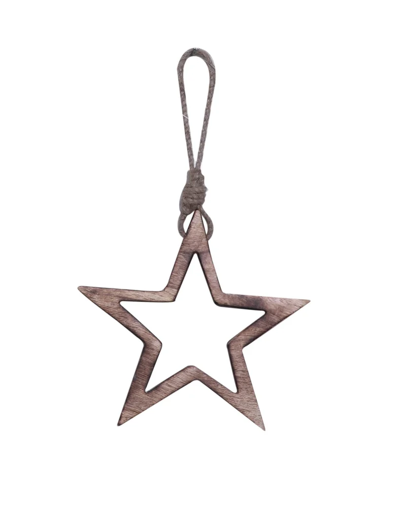 Hölzerner Stern-Weihnachtsbaumanhänger 15 cm, natürliche Dekoration